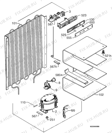 Взрыв-схема холодильника Zanussi ZI9121F - Схема узла Cooling system 017